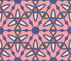 Abstract colorful doodle geometric flower seamless pattern. Floral background. Kaleidoscope mosaic, geo tile of thin line ornament. vector