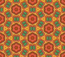 Abstract colorful doodle geometric flower seamless pattern. Floral background. Kaleidoscope mosaic, geo tile of thin line ornament. vector