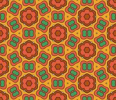 Abstract colorful doodle geometric flower seamless pattern. Floral background. Kaleidoscope mosaic, geo tile of thin line ornament. vector