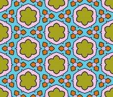Abstract colorful doodle geometric flower seamless pattern. Floral background. Kaleidoscope mosaic, geo tile of thin line ornament. vector