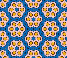 Abstract colorful doodle geometric flower seamless pattern. Floral background. Kaleidoscope mosaic, geo tile of thin line ornament. vector