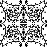 Floral damask seamless pattern with branches and flowers. vector