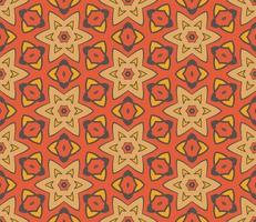 Abstract colorful doodle geometric flower seamless pattern. Floral background. Kaleidoscope mosaic, geo tile of thin line ornament. vector