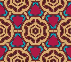 Abstract colorful doodle geometric flower seamless pattern. Floral background. Kaleidoscope mosaic, geo tile of thin line ornament. vector