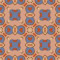 Abstract colorful doodle geometric flower seamless pattern. Floral background. Kaleidoscope mosaic, geo tile of thin line ornament. vector