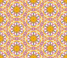 Abstract colorful doodle geometric flower seamless pattern. Floral background. Kaleidoscope mosaic, geo tile of thin line ornament. vector