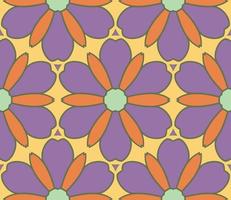 Abstract colorful doodle geometric flower seamless pattern. Floral background. Kaleidoscope mosaic, geo tile of thin line ornament. vector