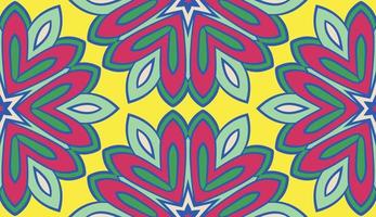 Abstract colorful doodle geometric flower seamless pattern. Floral background. Kaleidoscope mosaic, geo tile of thin line ornament. vector