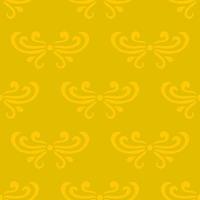 Colorful yellow abstract damask seamless pattern of curls in retro style. Floral vintage background. Art nouveau style design. vector