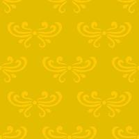 Colorful yellow abstract damask seamless pattern of curls in retro style. Floral vintage background. Art nouveau style design. vector