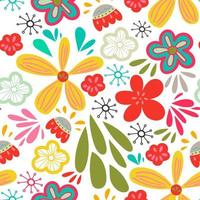 Doodle abstract colorful floral seamless pattern.  Abstract flower background. vector