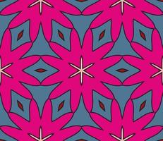 Abstract colorful doodle geometric flower seamless pattern. Floral background. Kaleidoscope mosaic, geo tile of thin line ornament. vector