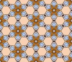 Abstract colorful doodle geometric flower seamless pattern. Floral background. Kaleidoscope mosaic, geo tile of thin line ornament. vector