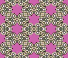 Abstract colorful doodle geometric flower seamless pattern. Floral background. Mosaic, geo tile of thin line ornament. vector