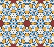 Abstract colorful doodle geometric flower seamless pattern. Floral background. Kaleidoscope mosaic, geo tile of thin line ornament. vector