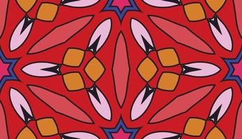 Abstract colorful doodle geometric flower seamless pattern. Floral background. Kaleidoscope mosaic, geo tile of thin line ornament. vector