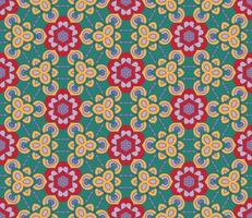 Abstract colorful doodle geometric flower seamless pattern. Floral background. Kaleidoscope mosaic, geo tile of thin line ornament. vector