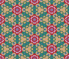 Abstract colorful doodle geometric flower seamless pattern. Floral background. Kaleidoscope mosaic, geo tile of thin line ornament. vector