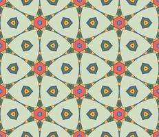 Abstract colorful doodle geometric flower seamless pattern. Floral background. Kaleidoscope mosaic, geo tile of thin line ornament. vector