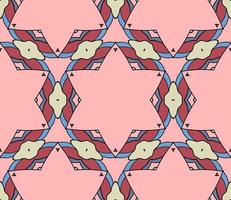 Abstract colorful doodle geometric flower seamless pattern. Floral background. Kaleidoscope mosaic, geo tile of thin line ornament. vector