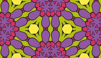 Abstract colorful doodle geometric flower seamless pattern. Floral background. Kaleidoscope mosaic, geo tile of thin line ornament. vector
