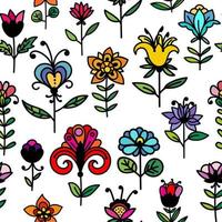 Doodle abstract colorful floral seamless pattern. Hand drawn flower background. vector