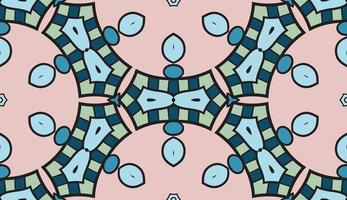 Abstract colorful doodle geometric flower seamless pattern. Floral background. Mosaic, geo tile of thin line ornament. vector