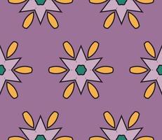 Abstract colorful doodle geometric flower seamless pattern. Floral background. Kaleidoscope mosaic, geo tile of thin line ornament. vector