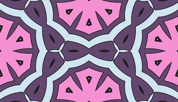 Abstract colorful doodle geometric flower seamless pattern. Floral background. Kaleidoscope mosaic, geo tile of thin line ornament. vector