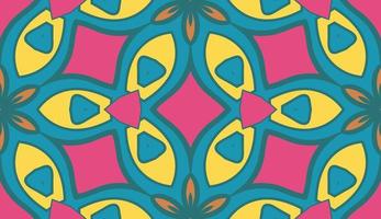 Abstract colorful doodle geometric flower seamless pattern. Floral background. Kaleidoscope mosaic, geo tile of thin line ornament. vector