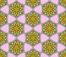 Abstract colorful doodle geometric flower seamless pattern. Floral background. Kaleidoscope mosaic, geo tile of thin line ornament. vector