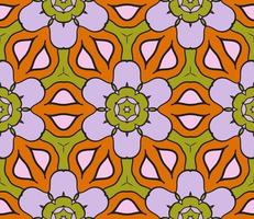 Abstract colorful doodle geometric flower seamless pattern. Floral background. Kaleidoscope mosaic, geo tile of thin line ornament. vector