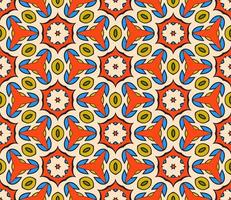 Abstract colorful doodle geometric flower seamless pattern. Floral background. Kaleidoscope mosaic, geo tile of thin line ornament. vector