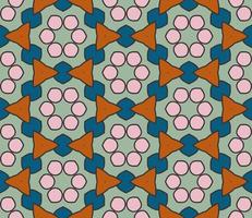 Abstract colorful doodle geometric flower seamless pattern. Floral background. Kaleidoscope mosaic, geo tile of thin line ornament. vector