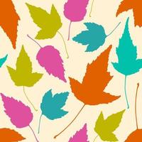 Floral seamless pattern with autumn grunge leaf background. Maple, Elm, Oak, Aspen textured leaves. vector