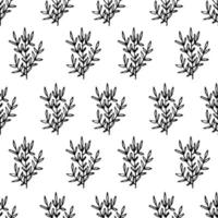 Cute cartoon flower seamless pattern. Background with plant, branch, leaves. Wrapping paper, textile. vector