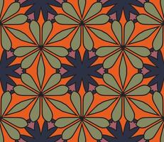 Abstract colorful doodle geometric flower seamless pattern. Floral background. Kaleidoscope mosaic, geo tile of thin line ornament. vector