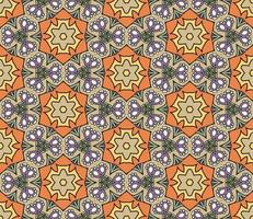Abstract colorful doodle geometric flower seamless pattern. Floral background. Mosaic, geo tile of thin line ornament. vector