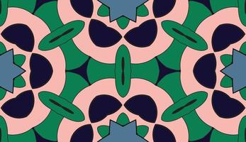 Abstract colorful doodle geometric flower seamless pattern. Floral background. Kaleidoscope mosaic, geo tile of thin line ornament. vector