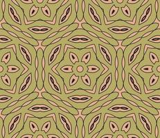 Abstract colorful doodle geometric flower seamless pattern. Floral background. Kaleidoscope mosaic, geo tile of thin line ornament. vector