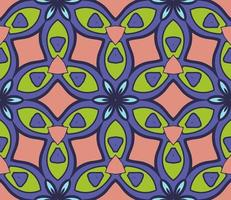Abstract colorful doodle geometric flower seamless pattern. Floral background. Kaleidoscope mosaic, geo tile of thin line ornament. vector