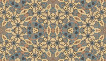 Abstract colorful doodle geometric flower seamless pattern. Floral background. Kaleidoscope mosaic, geo tile of thin line ornament. vector