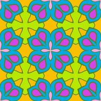 Abstract colorful doodle geometric flower seamless pattern. Floral background. Kaleidoscope mosaic, geo tile of thin line ornament. vector