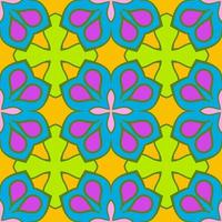 Abstract colorful doodle geometric flower seamless pattern. Floral background. Kaleidoscope mosaic, geo tile of thin line ornament. vector