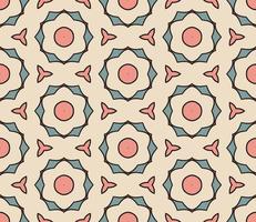 Abstract colorful doodle geometric flower seamless pattern. Floral background. Kaleidoscope mosaic, geo tile of thin line ornament. vector