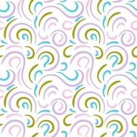 Abstract hand drawn doodle thin line wavy seamless pattern. Curly linear messy background. vector