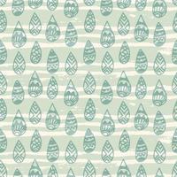 Hand drawn stripped grunge abstract seamless pattern with doodle rain drops. Horizontal green lines. vector