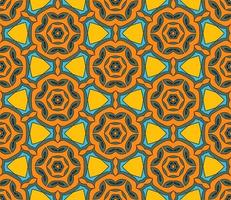 Abstract colorful doodle geometric flower seamless pattern. Floral background. Kaleidoscope mosaic, geo tile of thin line ornament. vector