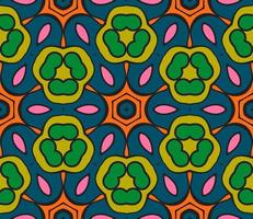 Abstract colorful doodle geometric flower seamless pattern. Floral background. Kaleidoscope mosaic, geo tile of thin line ornament. vector