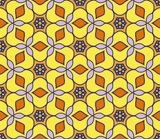 Abstract colorful doodle geometric flower seamless pattern. Floral background. Kaleidoscope mosaic, geo tile of thin line ornament. vector